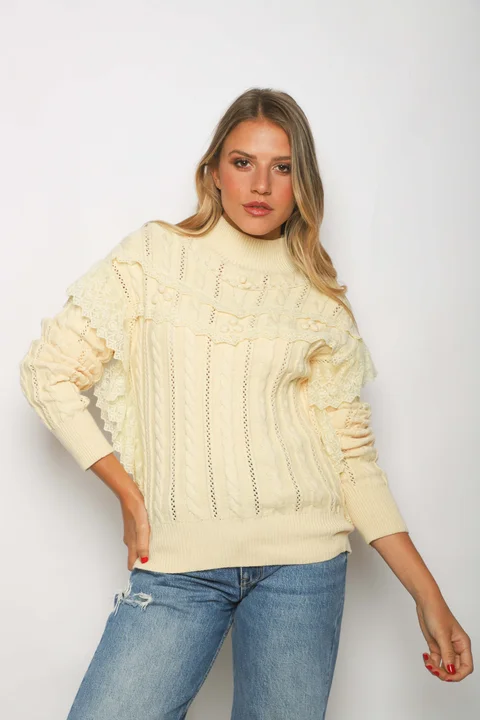 Polera Lupe Trenzada con EncajeGU122268