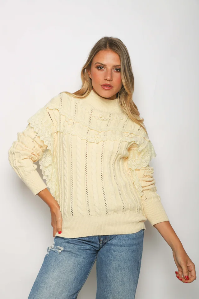 Polera Lupe Trenzada con EncajeGU122268