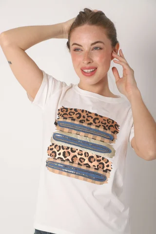 Remera MAGNOLIA PRINT c/ Mini Lentejuelas  GU5145 - Vista 4