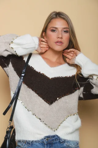 Sweater DARLING Bordado Tricolor GU250642 - Vista 1