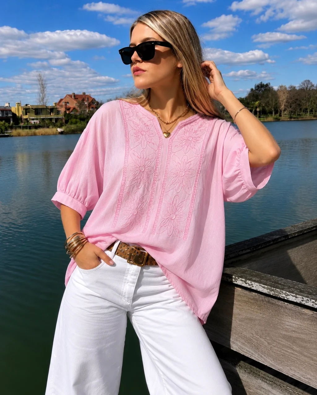 Blusa GANHA de Lino c/Bordado GU0326