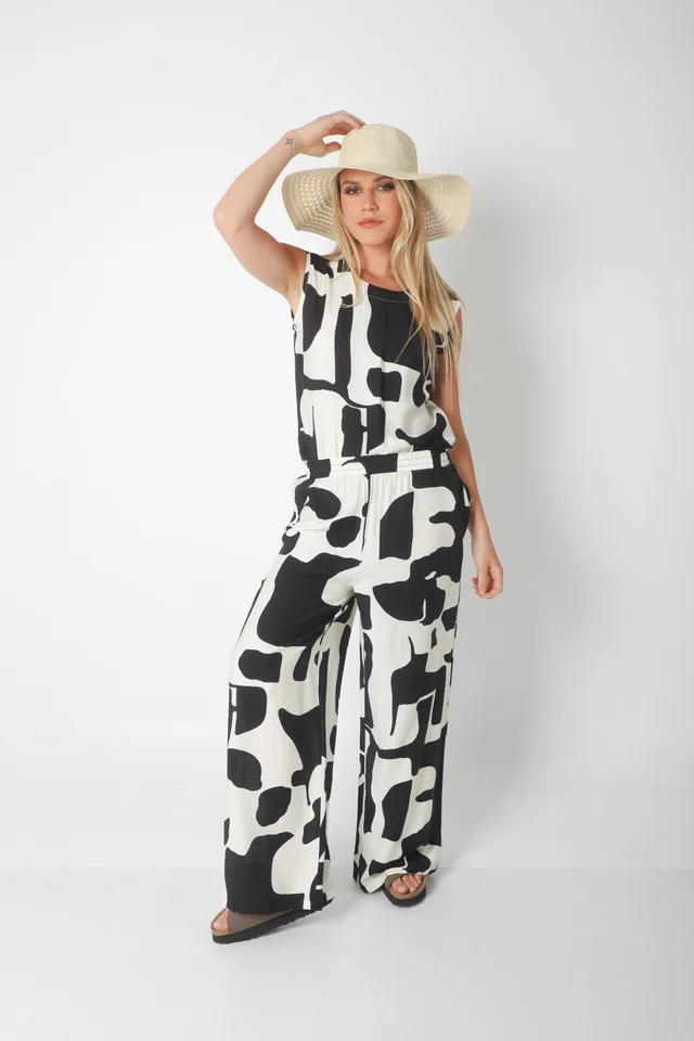 Conjunto CARMESI LINO estampado GUK70150-1/GUK70150