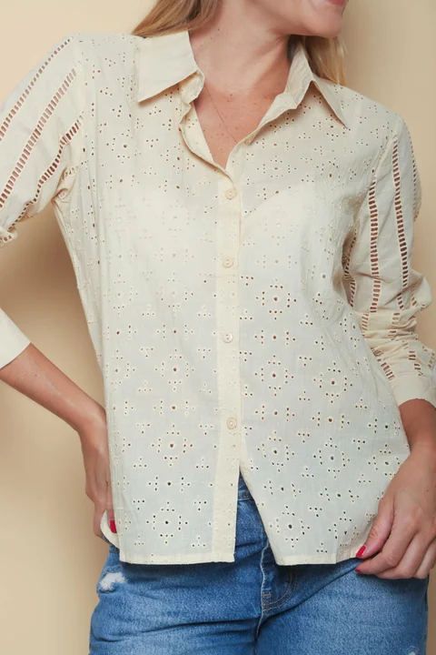Camisa MERIDA Broderie Mangas Caladas GUK4108