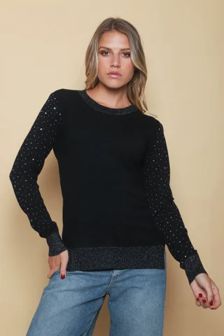 Sweater LUXURY Lurex con Strass GUL624 - Vista 6