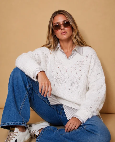Sweater BABILON Trenzado Escote V GU405837