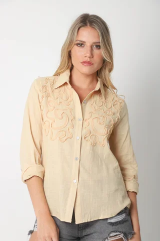 Camisa SARA Lino c/ Botones Strass GUK70144 - Vista 2