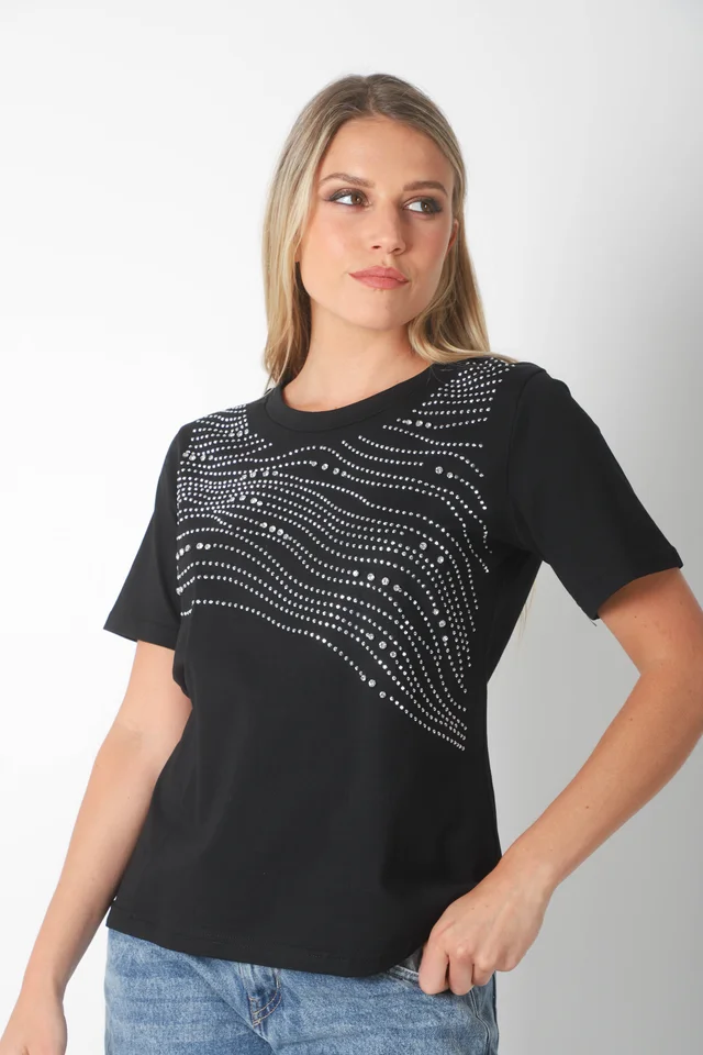 Remera MAREAS STRASS Y PIEDRAS GUK70139