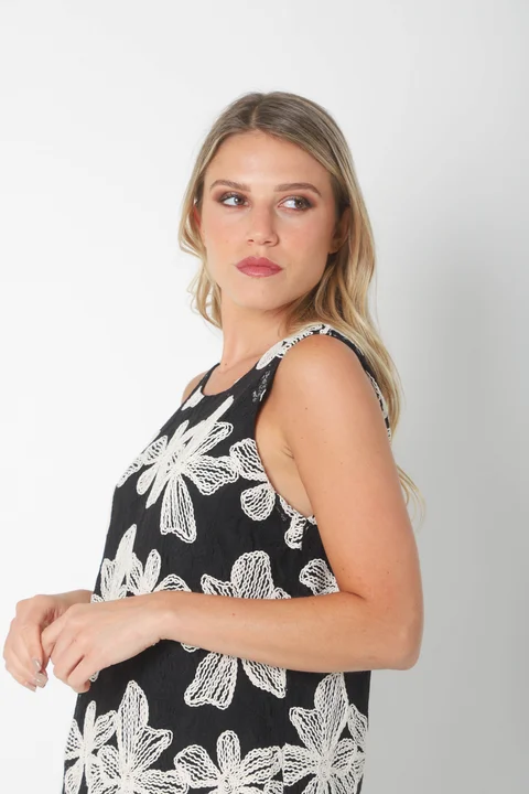 Vestido POCH Encaje con Bordado Crochet GU250110