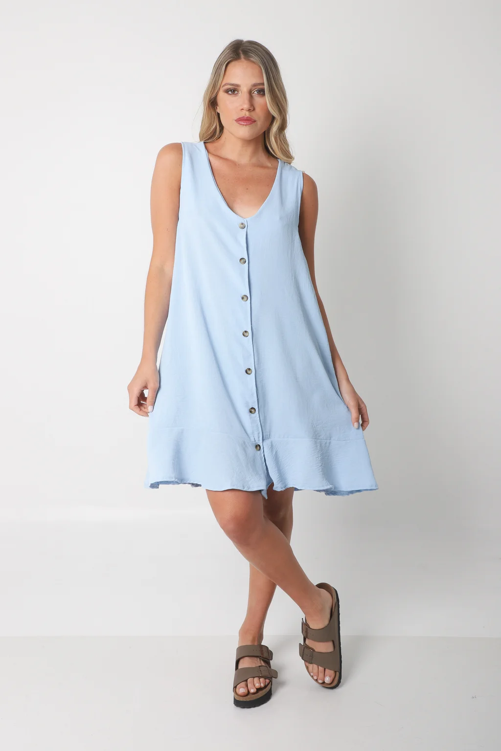 Vestido Gales Abotanado Creppe