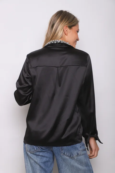 Camisa Lanise Saten Piedras GUK1767