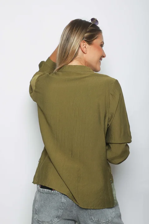 Camisa VINAR Cuello Mao Bordada con Tul GU0336