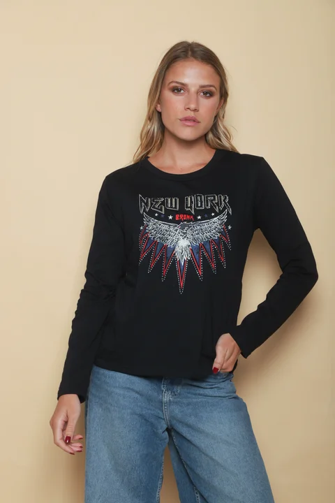 Remera NEW YORK c/strass GUK70035
