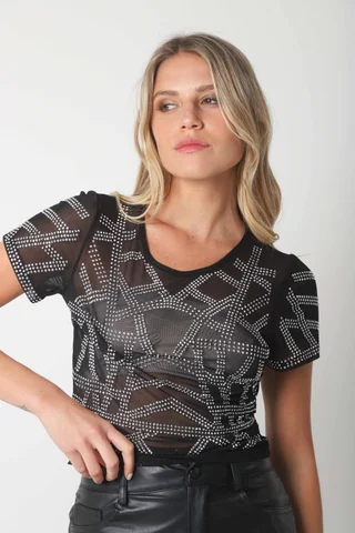 Top ROVIE TULL Con Stras GU2666 - Vista 5