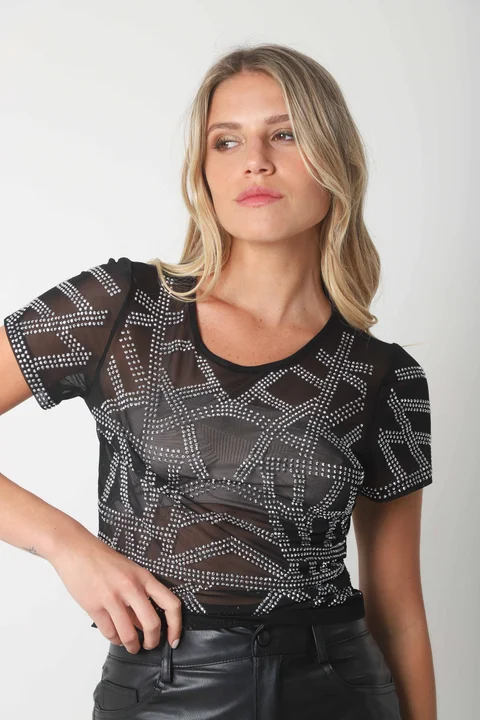 Top ROVIE TULL Con Stras GU2666