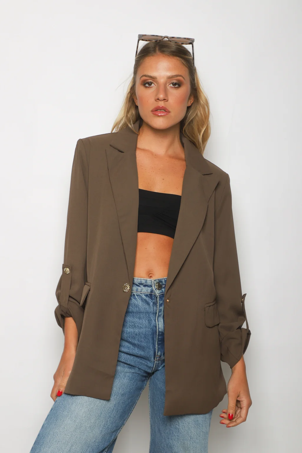 Blazer VICENA Sastrero Forrado con Boton Strass GUP33021