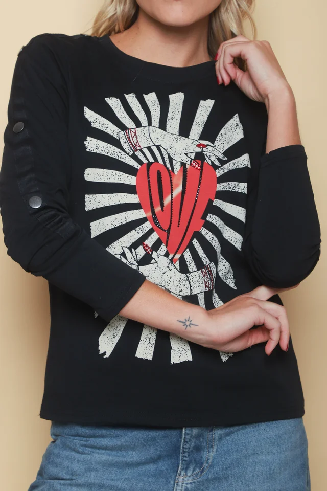 Remera Manga Larga Kotao c/ Botones en Mangas GU5124