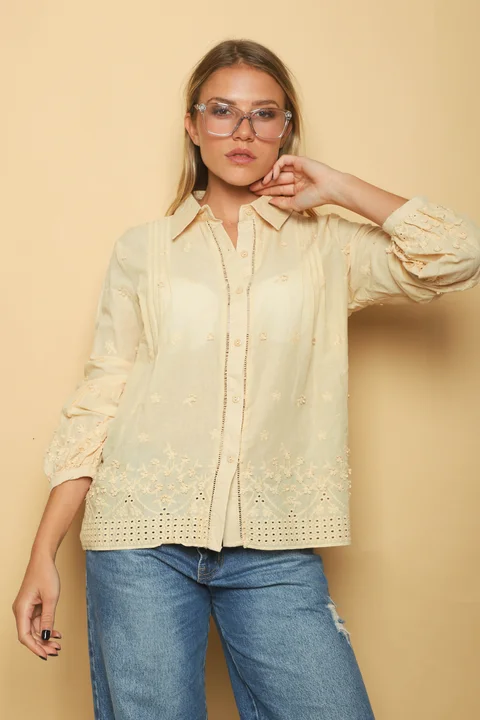 Camisa BLONDIE Lino Bordada GUK70189