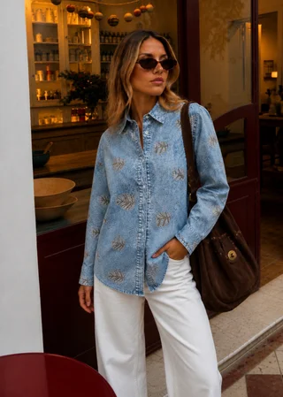 Camisa VINAH Jean Bordada GU278769 - Vista 2