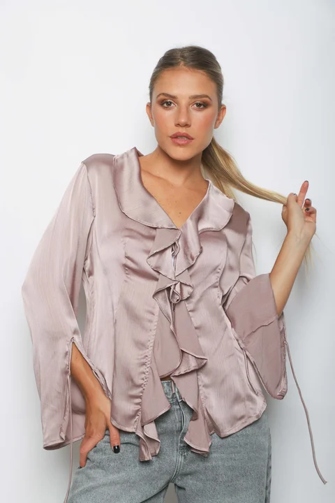 Blusa WENDY SATEN C/Volados GU0343