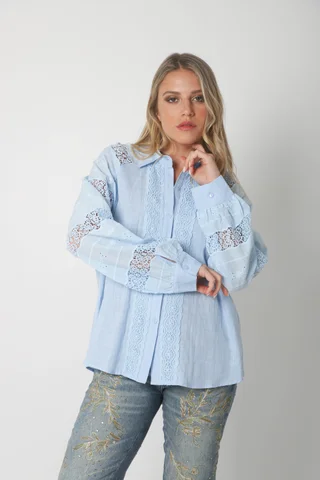 Camisa LAFINUR Lino y Broderie GUL70183 - Vista 5