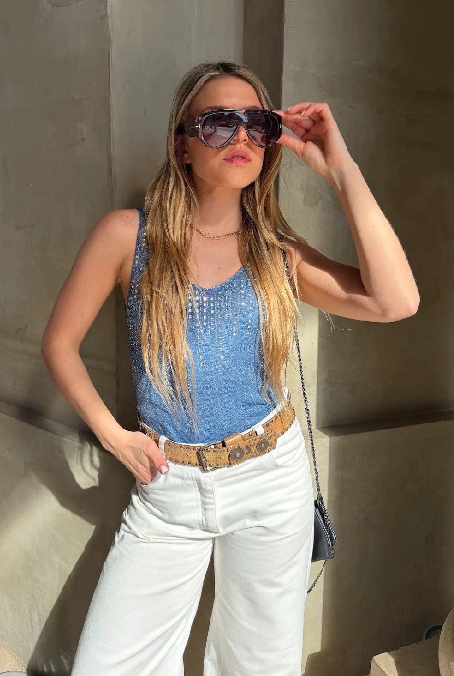 Musculosa LUMIER LUREX Tejida Lurex con Tacha Cuadradas GU5524