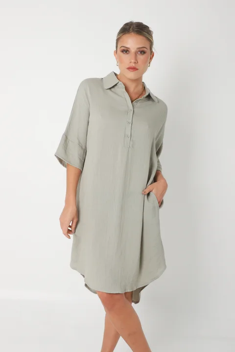 Vestido KAISER de Lino c/ Botones GU0333