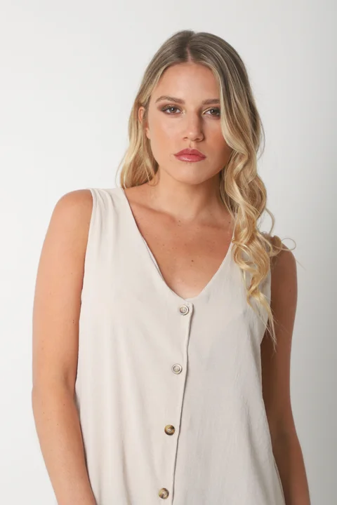 Vestido Gales Abotanado Creppe