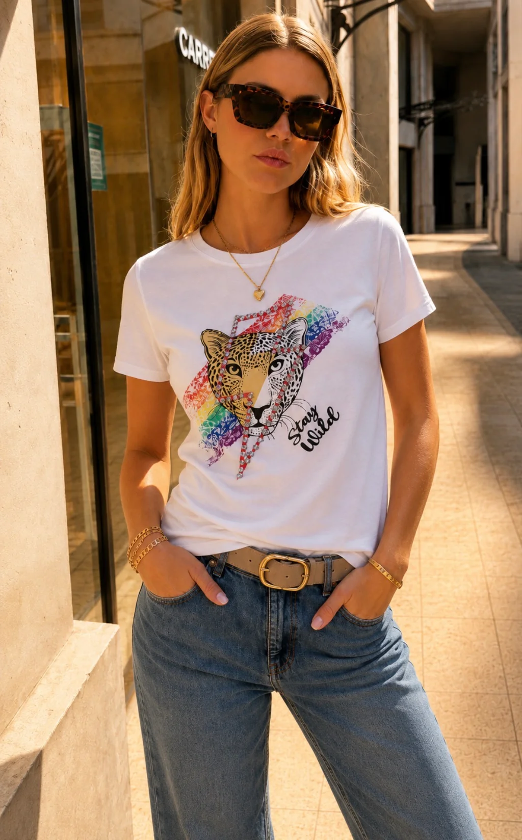 Remera STAY WILD FELINO c/ Piedras GU30263