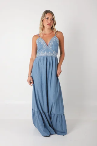 Vestido TAORMINA de Jean Cruzado c/ Bordado GU0559 - Vista 2