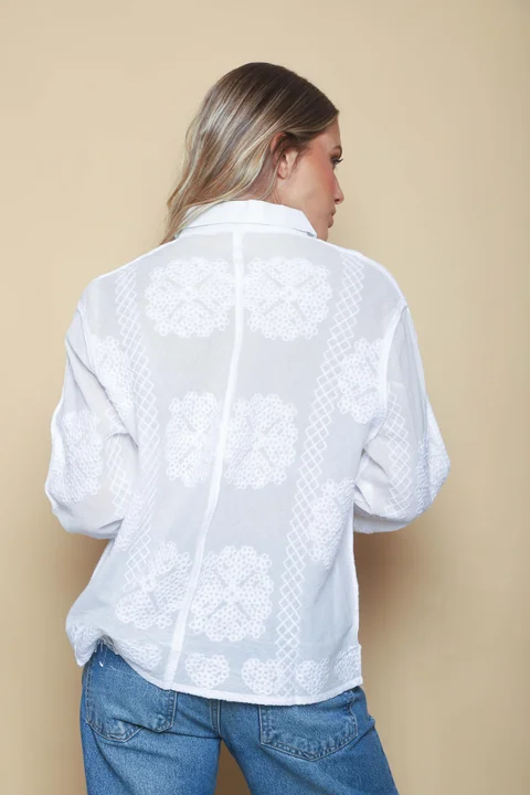 Camisa FEMME Bordada con Lentejuelas GU8000