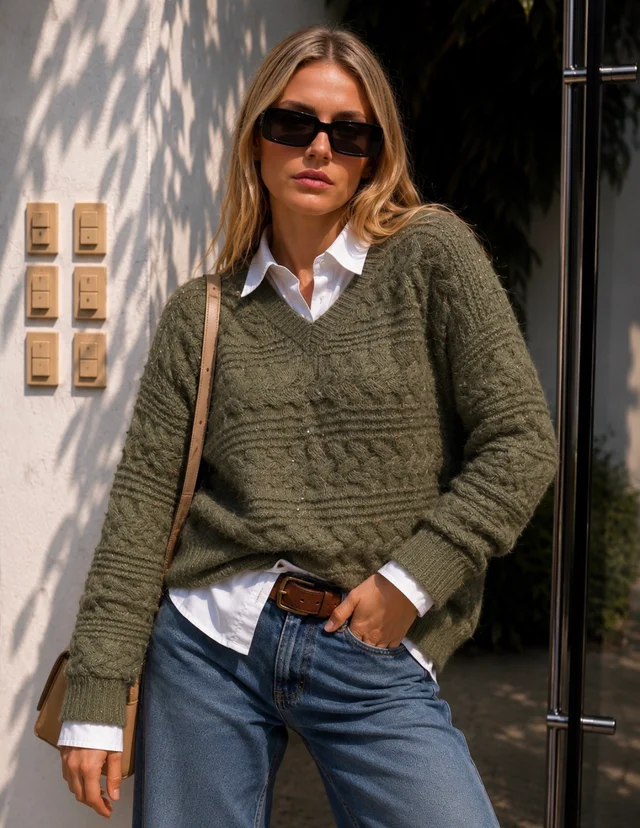 Sweater BABILON Trenzado Escote V GU405837