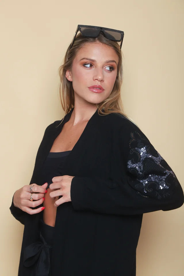 Kimono KEANE Lino Grueso Bordado c/ Lentejuelas GU94666