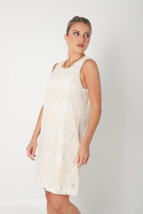 Vestido POCH Encaje con Bordado Crochet GU250110