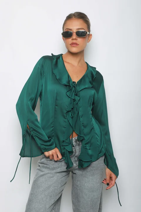 Blusa WENDY SATEN C/Volados GU0343