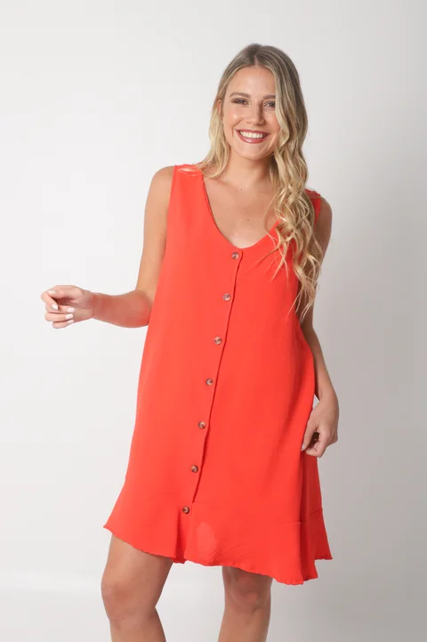 Vestido Gales Abotanado Creppe