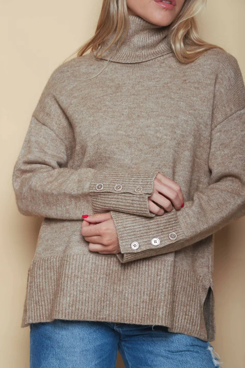 Poleron DANUBIO tejido grueso con Botones GUL836