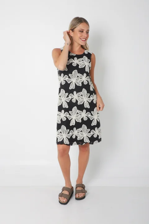 Vestido POCH Encaje con Bordado Crochet GU250110