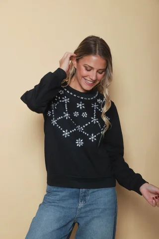 Buzo Boho Bordado con Piedras GUK4114 - Vista 4