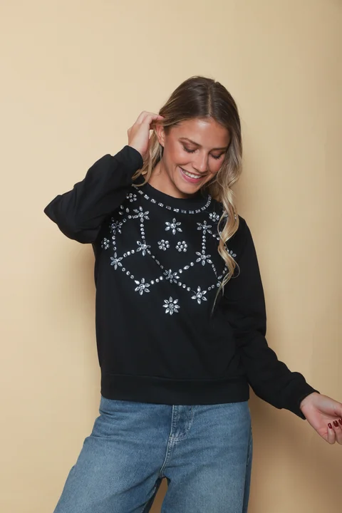 Buzo Boho Bordado con Piedras GUK4114