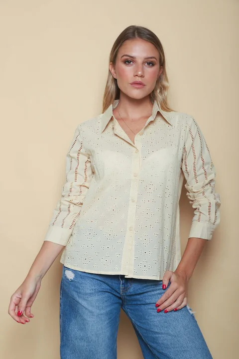 Camisa MERIDA Broderie Mangas Caladas GUK4108