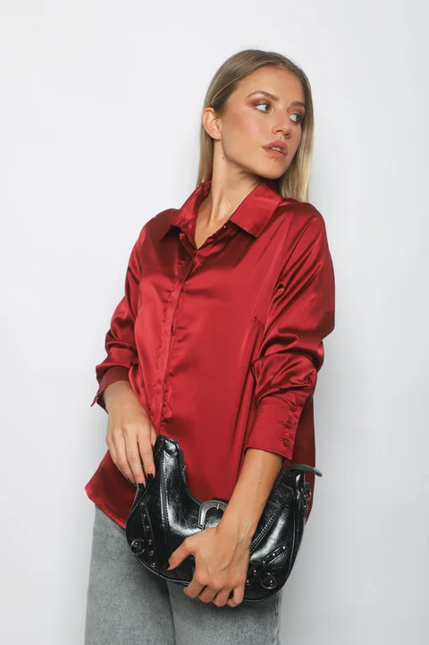 Camisa CANDI Satén Manga Larga GUV53