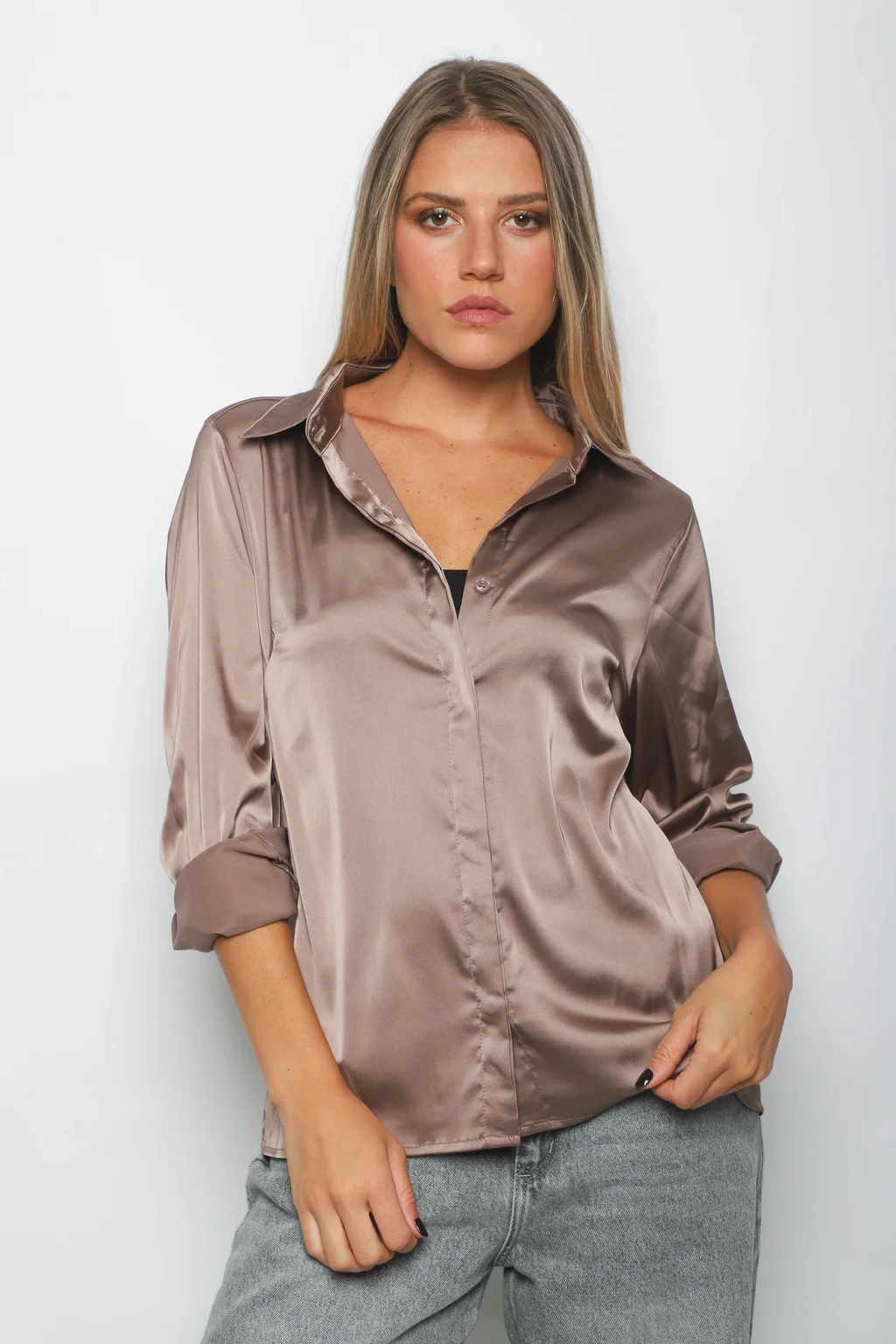 Camisa CANDI Satén Manga Larga GUV53