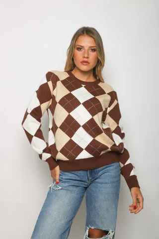 Sweater LOCH Bremer Rombo con Strass GUL840 - Vista 1