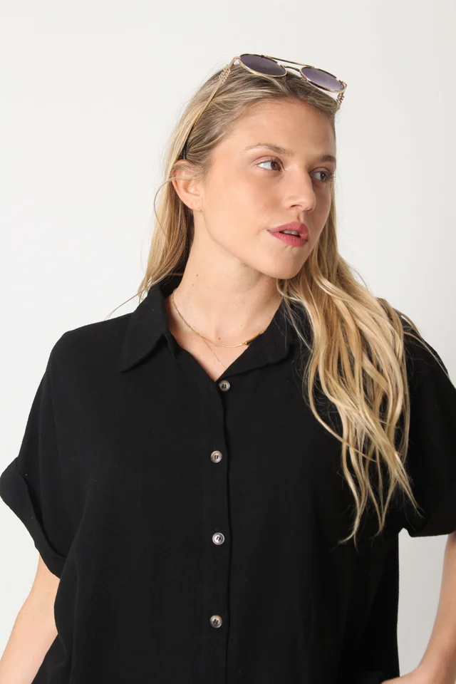 Camisa CANNES Lino Oversize Manga Corta GUC48