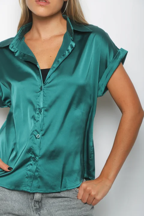 Camisa CANDI Satén Manga Corta GUV52