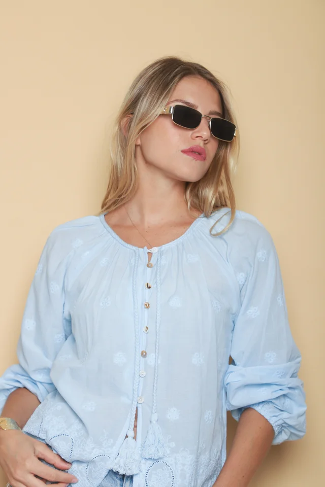 Blusa RONNEY Bordada Con Tiras GU70122