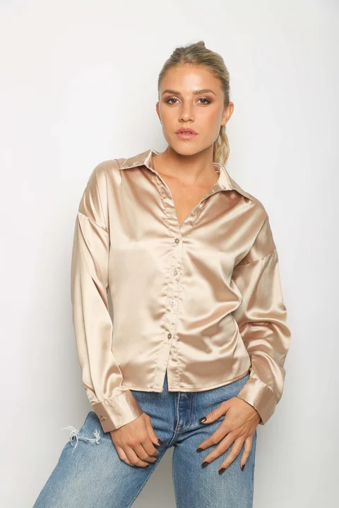 Camisa ZELENI Saten c/ Tiras para atar Atras GUK70282