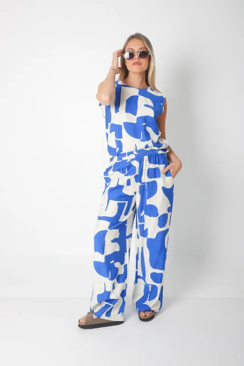 Conjunto CARMESI LINO estampado GUK70150-1/GUK70150