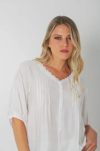 Blusa AMARE Lino c/ puntilla GU0334 - Vista 5