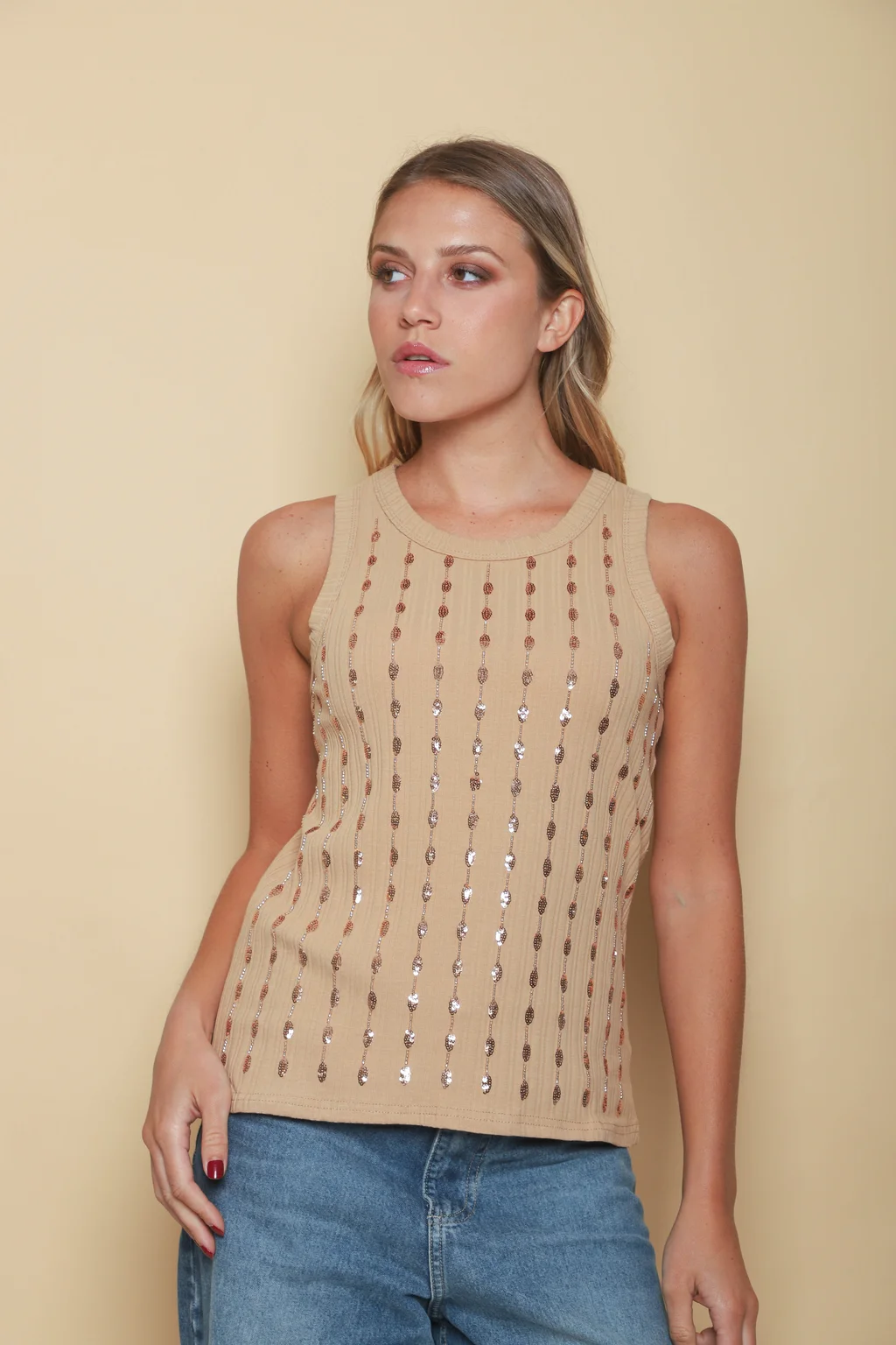 Musculosa BELHER Bordada Lentejuelas GU5215